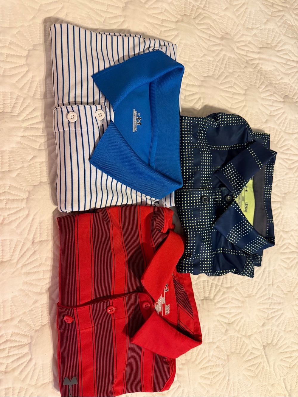 Under Armour Red Striped Polo with Two Blue Casual Polos - Boys